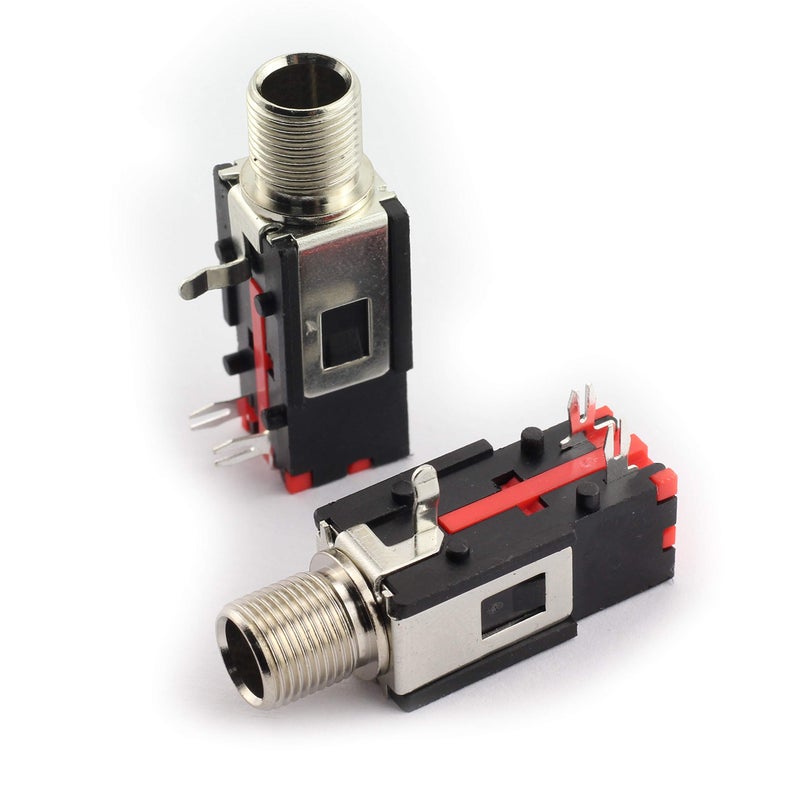 Tegg 2pcs 6.35mm Headphone Socket 2Pin Panel Mount Thread Lock Audio Stereo Female Jack Connector 1/4 inch - Image 3